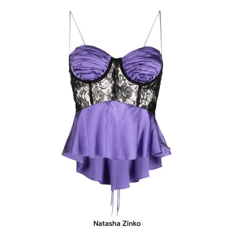 Dress Reference, Purple Corset, Electric Purple, Dope Clothes, Natasha Zinko, Performance Outfits, Preformance Outfits, Scallop Edge, Silk Tank Top