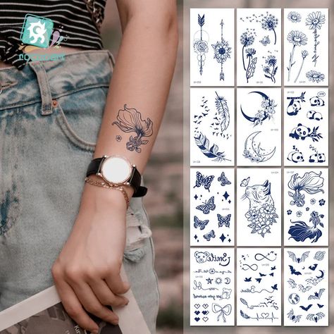 Manufacturer's Stock Of New Juice Tattoo Stickers, Popular In South Korea, Harajuku Waterproof Small Fresh Tattoo Stickers With Juice Tattoo, Long Lasting Temporary Tattoos, State Design, Herbal Plants, Fresh Tattoo, Arrow Tattoo, Real Tattoo, Flower Bird, Semi Permanent Tattoo