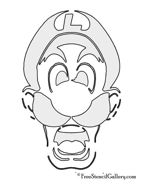 Luigi's Mansion Stencil Luigi Pumpkin Carving, Mario Pumpkin Stencil, Luigi Pumpkin, Mario Stencil, Mater Pumpkin Carving Stencil, Zelda Pumpkin Stencil, Video Game Stencils, Mario Pumpkin, Ninja Turtle Pumpkin