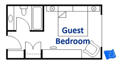 Ensuite Floor Plan, Small Master Suite, Bathroom Blueprints, Tiny Guest Room, Tiny Bedroom Design, Small Guest Bedroom, Bedroom Addition, Small Floor Plans, Guest Bedroom Design