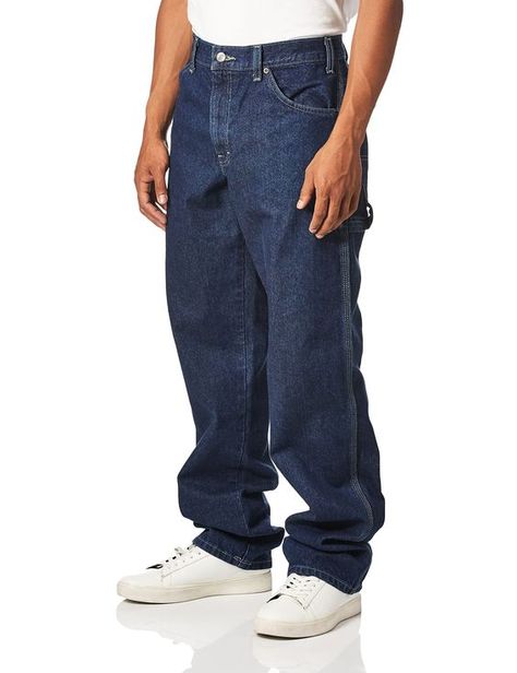 PRICES MAY VARY. 100% Cotton Imported Hook and Eye closure Machine Wash Relaxed work jean with traditional carpenter-style pockets and logo patch at back pockets Triple stitched seams Heavy-duty brass zipper High Waisted Pants Outfit, Dickie Jeans, Dickies Workwear, Work Jeans, Dickies Pants, Work Wear Women, Carpenter Jeans, Baggy Pant, Work Shirts