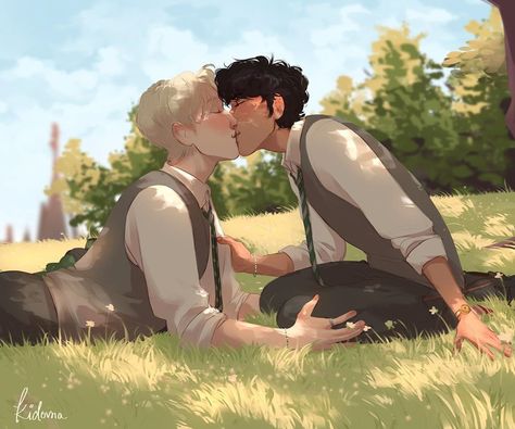 Bhavna on Instagram: “I like to think that Albus and Scorpius had the most magical first kiss ever in their fifth year - and they didn’t even have to use actual…” Scorpius And Albus Fanart, Albus X Scorpius, Harry Potter Curses, Scorpius And Albus, Harry Potter Cursed Child, Albus Severus Potter, Scorpius Malfoy, Drarry Fanart, Harry Draco