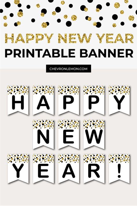 Printable New Years Decorations, Happy New Year 2024 Banner, New Years Free Printables, Happy New Year Banner Printable Free, Happy New Year Printable Banner, Happy New Year Letters Printable, New Year Banner Design, New Years Banner, Happy New Year Printable