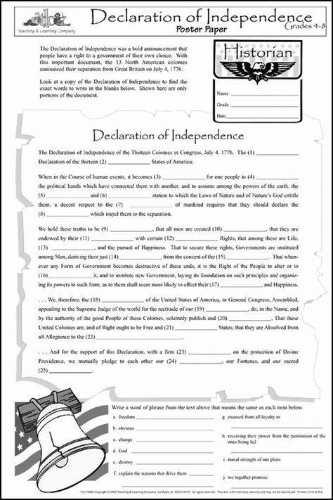 Declaration Of Independence Preamble, 8th Grade Social Studies, 8th Grade History, Government Lessons, 7th Grade Social Studies, Teaching Us History, Social Studies Education, History Worksheets, 4th Grade Social Studies