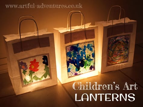 3-Art-Lanterns Paper Bag Lanterns, Pyjamas Party, Bubble Painting, Kids Bubbles, Childrens Artwork, Children's Art, S Art, Childrens Art, Paper Bags