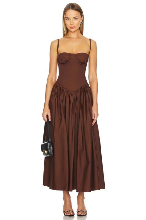 11 Flattering Milkmaid Dresses To Shop Right Now - Brit + Co Fall Dresses With Jackets, Long Dresses With Cowgirl Boots, Brown Dress Vintage, Wedding Guest Dress January, Wedding Guest Two Piece, Wedding Guest Dress Brown, Wedding Guest Dress With Jacket, Brown Wedding Guest Dress, Brown Dress Formal