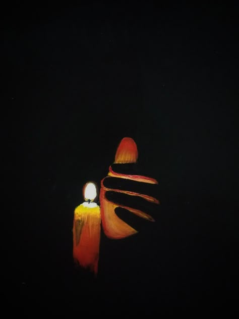 Candle Aesthetic Drawing, Disappointment Painting, Acrylic Painting Candle, Burning Candle Painting, Candle Painting On Canvas, Candle Painting Ideas On Canvas, Easy Fire Painting, Lighting Painting Acrylic, Acrylic Painting Ideas Dark