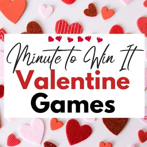 Minute to Win It Valentine's Day games for a party for kids or adults Adult Valentines Games, Minute To Win It Valentine Games, Valentine’s Day Games For Adults, Games For A Party, Valentine's Day Game, Valentine Party Game, Pta Ideas, Adult Valentines, Valentines Games