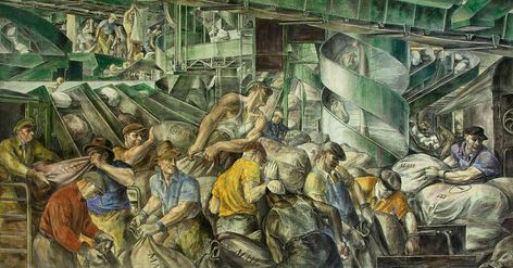 Reginald Marsh, Famous Watercolor Artists, Building Mural, Building Murals, Office Mural, Thomas Hart Benton, Contemporary Watercolor, Work Project, 1930s Art