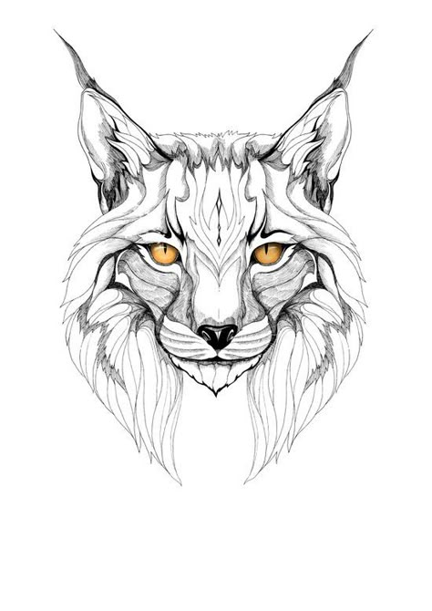 lynx graphic art Japanese Art Tattoo, Lynx Tattoo, Kitty Tattoos, Tier Tattoo, Tattoo Graphic, Animal Sketches, Animal Heads, Arte Fantasy, Tshirt Art