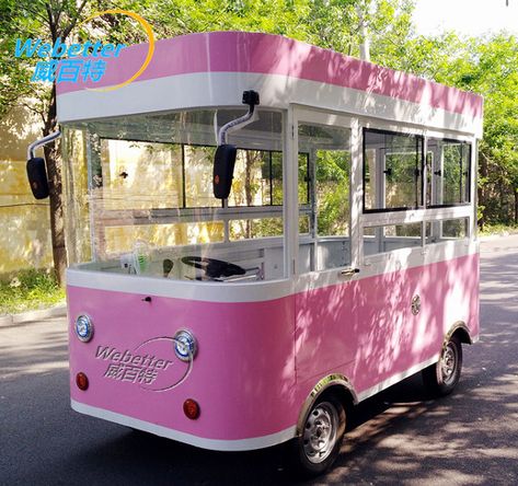 Food Kiosk Ideas, Pink Food Truck, Food Furniture, Magic Kitchen, Candy Car, Food Trailers, Food Cart Design, Ice Cream Van, Cafe Shop Design