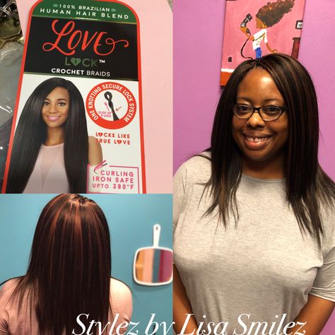 Crochet braids with straight hair Crochet Yaki Straight Hair, Crochet Braid Straight Hair, Crochet Straight Hair No Leave Out, Straight Hair Braids, Braids With Straight Hair, Crochet Box Braids Rubber Band Method, Crochet Braids Straight Hair, Hair Crochet, Hair Style Korea