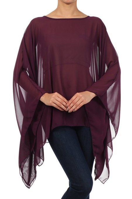 Amazon.com: Kiwi Co. Solid Sheer Chiffon Caftan Poncho Tunic Top Teal One Size: Clothing Western Top Design, Georgette Tops Western For Jeans, Chiffon Top Styles, Chiffon Styles, Taylor Concert, Dress Over Jeans, Kaftan Tops, Western Top, Poncho Blouse