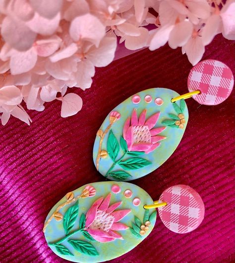 Protea Polymer Clay Earrings, Protea Earrings, Africa Earrings, Clay Products, Australian Flowers, Winter Rose, Australian Flora, Polymer Earrings, Polymer Clay Jewellery