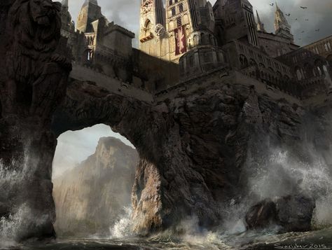 Castely Rock re Design by sarichev on DeviantArt Lannister Aesthetic, Casterly Rock, Asoiaf Art, Fantasy City, Fantasy Setting, Matte Painting, A Castle, 판타지 아트, Environment Concept Art