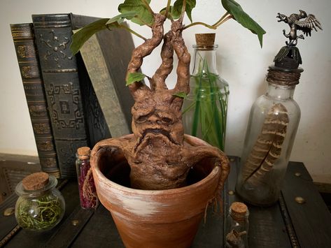 Mandrake Root Harry Potter, Harry Potter Diy Mandrake, Mandrake Clay Diy, How To Make A Mandrake, Diy Harry Potter Clay Crafts, Harry Potter Halloween Display, Mandrake Ornament, Diy Mandrake Harry Potter, Clay Mandrake