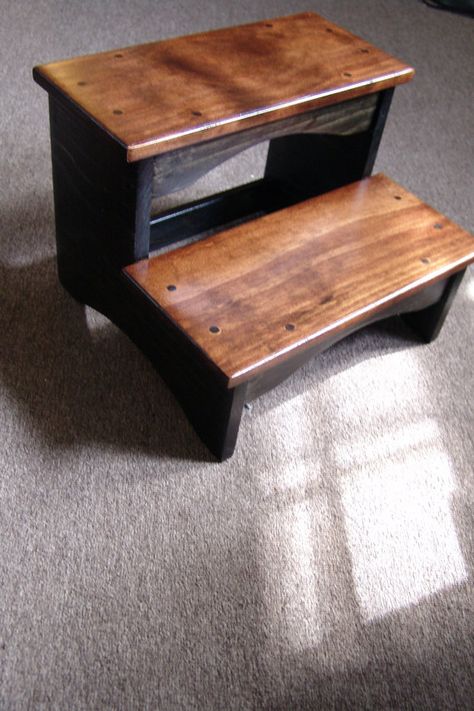 Handcrafted Heavy Duty Step Stool Wooden by WindyWoodsWoodcraft Step Stool For Bed, Kitchen Step Stool, Bed Steps, Wooden Step Stool, Step Stools, Wood Steps, Wooden Steps, Wood Bedroom, Stool Chair