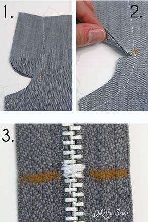 How to Sew a zipper fly - sew center seam and shorten zipper Sew A Zipper, Melly Sews, Diy Hack, Sew Zipper, Sewing Pants, Sew Ins, Beginner Sewing Projects Easy, Pola Sulam, Couture Mode