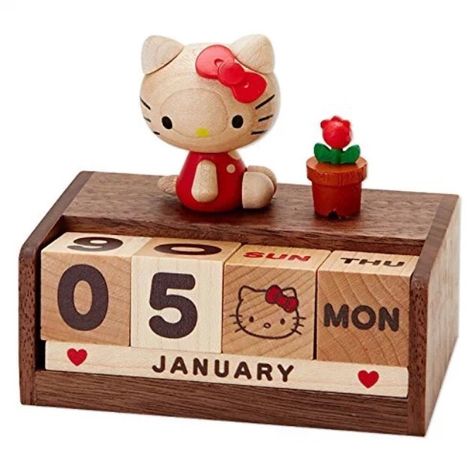 Soo cute! If never forget what day it is. Wooden Perpetual Calendar, Block Calendar, Wooden Calendar, Diy Calendar, Hello Kitty Pictures, Perpetual Calendar, Kawaii Shop, Hello Kitty Wallpaper, Polymer Clay Crafts