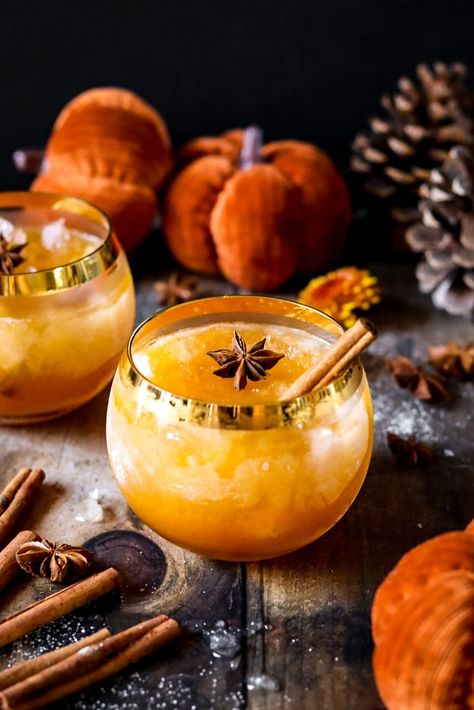 Cozy up with this sweetly spiced bourbon cocktail. A few simple ingredients, including pumpkin butter, embellish the booze and create an irresistably drinkable sip that's perfect for cool evening lounging. Chickpea Chopped Salad, Greek Chickpeas, Bourbon Cocktail, Bourbon Drinks, Pumpkin Butter, Bourbon Cocktails, Fancy Drinks, Parking Spot, Recipe Board