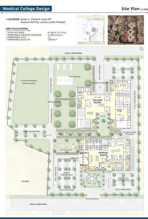 School Site Plan Design, Hospital Site Plan Design, Hospital Site Development Plan, University Layout Plan, College Design Architecture Plan, Aims Delhi Medical College, School Site Plan Architecture, Site Plan Photoshop, Hospital Site Plan