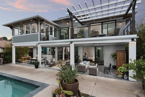 Bedroom Balcony Second Story, Two Story Patio, Second Story Addition, 1960s Home, Pools Backyard Inground, Backyard Balcony, Deck With Pergola, Craftsmen Homes, Plan Ideas