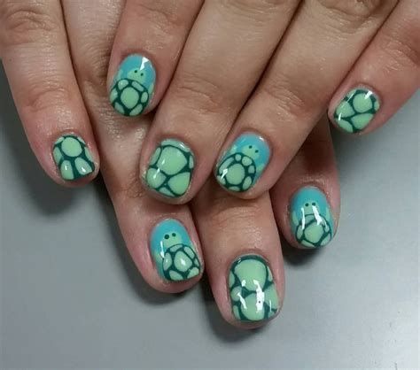 Turtle Nail Designs, Tortoise Nail, Ninja Turtle Nails, Leopard Nail Art Designs, Tortoise Nails, Turtle Nail Art, Sea Nail Art, Turtle Nails, Leopard Nail Art