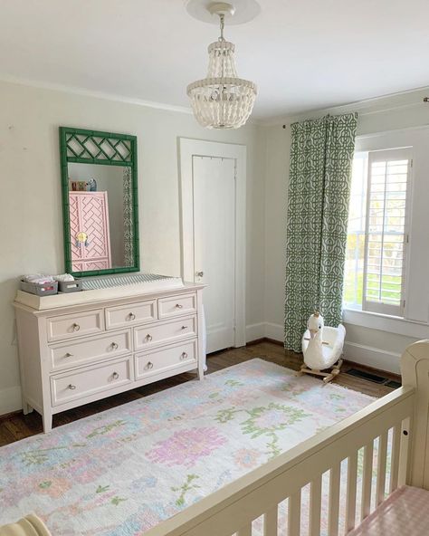 Pink And Green Nursery, Coastal Nursery, Green Nursery, Pink Nursery, The Feels, Big Girl Rooms, Nursery Inspiration, Knotted Rugs, Room Aesthetic