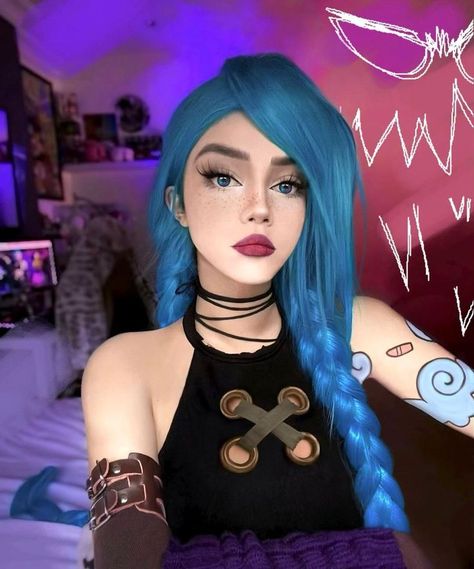 Vi Cosplay, Jinx Cosplay, Arcane Jinx, Jinx Arcane, Jinx League Of Legends, Girl Drawing Sketches, Cool Makeup Looks, Cute Cat Wallpaper, Lol League Of Legends