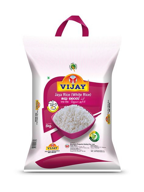 Vijay jaya white rice Rice Packaging Design, Sugar Packaging, Rice Packaging, Packaging Template Design, Rice Bag, Pouch Design, Color Design Inspiration, Design Studio Logo, Packing Ideas