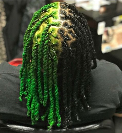 Green And Black Locs, Dark Green Locs, Guy With Crystals In Dreads, Dyed Locs Green, Green And Black Dreadlocks, Figure Reference, Dreadlock Hairstyles For Men, Dreadlock Hairstyles, Locs Hairstyles