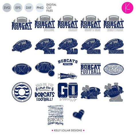 Bobcat Football, Monogram Hearts, Silhouette Tutorials, Cheer Shirts, Spirit Shirts, Cricut Tutorials, Digital Svg, Monogram Svg, Football Mom