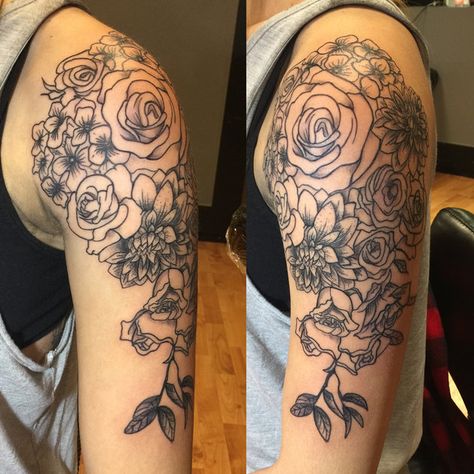 Bridal Bouquet Tattoos Are Now A Thing And They Look Pretty Rad Bouquets Tattoo, Wedding Bouquet Tattoo, Bouquet Tattoos, Bridal Tattoo, Flower Bouquet Tattoo, Flower Tattoo Meanings, Bouquet Tattoo, Flower Tattoo Arm, Flower Sleeve