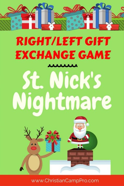 Oh no! It's Christmas Eve and Santa is in trouble! Play along with this gift exchange game to see how it all turns out. For this game, have guests stand in a Gift Exchange Story, Christmas Socks Exchange, Left Right Christmas Game, Funny Christmas Poems, Gift Exchange Game, Funny Christmas Games, Christmas Gift Exchange Games, Christmas Gift Games, Xmas Games