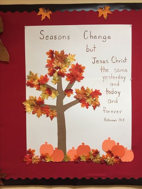 Fall Ccd Craft, Gods Fall Gifts Preschool, Church Fall Crafts, Children’s Church Fall Craft, Fall Vbs Ideas, Fall Crafts For Sunday School Kids, Jesus Fall Crafts For Kids, Love And Obey God Craft, Fall Sunday School Decorations