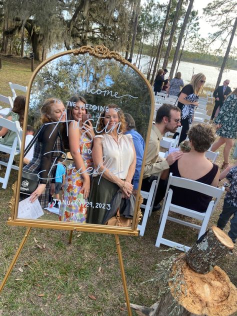 Mirror At Party, Mirror Party Sign, Mirror At Wedding, Mirror Decor Wedding, Mirror Selfie Wedding, Wedding Mirror Decor, Gold Mirror Welcome Sign, Wedding Mirror Selfie, Mirror For Wedding