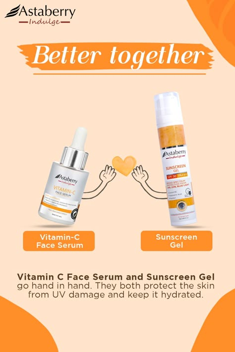 Astaberry Vitamin C Serum & Sunscreen Gel Vitamin C Sunscreen, Skincare Vitamin C, Beauty Skin Quotes, Skin Care Products Design, Oily Sensitive Skin, Onion For Hair, Vitamin C Face Serum, Cosmetic Creative, Ads Creative Advertising Ideas