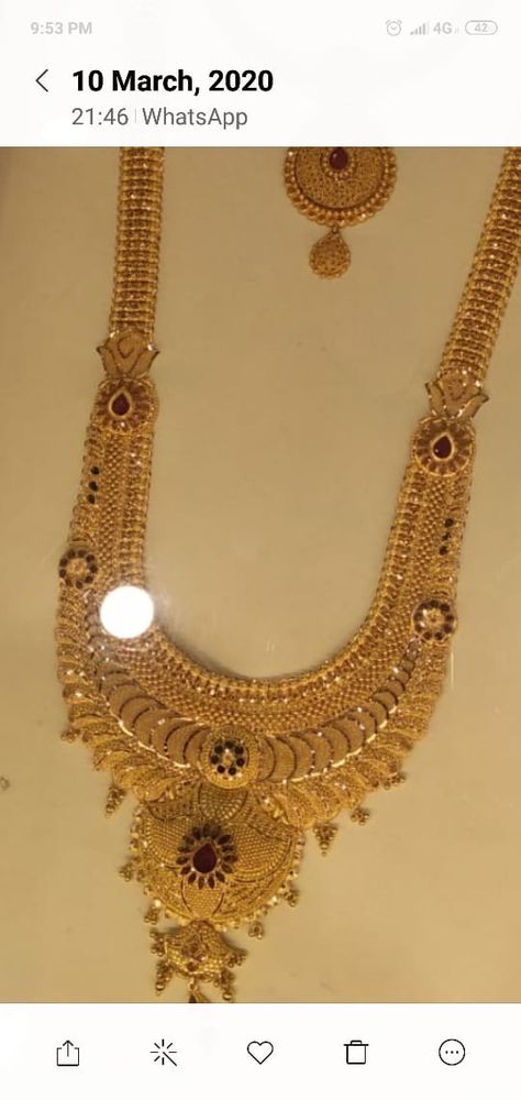 Kolkata Design Gold Necklace, Gold Jewelry Set Design, Gold Long Necklace Indian Antiques, Latest Gold Antique Necklace Designs, Gold Haram Designs, Indian Gold Necklace Designs, Unique Gold Jewelry Designs, Wedding Jewelry Sets Bridal Jewellery, Bridal Necklace Designs