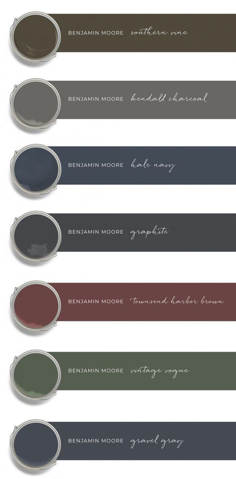 Dark Farmhouse Color Palette, Dark Cozy Paint Colors, Gunmetal Paint Color, Manly Paint Colors, Goth Home Paint Colors, Traditional Bedroom Paint Colors, Gothic Home Paint Colors, Black Spruce Paint Color, Dark Den Paint Colors