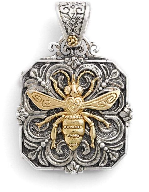 Konstantino 'Penelope' Bee Locket Pendant #Penelope#Konstantino#Bee Sterling Silver Locket, Bee Inspired, Bee Jewelry, Filigree Jewelry, Insect Jewelry, Bee Pendant, Gold Bee, Jewelry Pendants, Silver Lockets