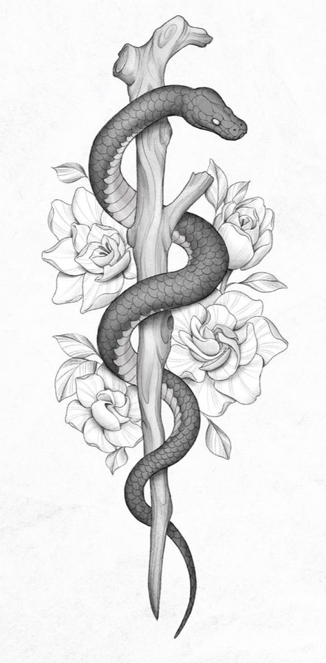 Tree Of Life Serpent Tattoo, Snakes And Ladders Drawing, Snake Staff Tattoo, Snake In A Tree Drawing, Snake Tree Drawing, Water Snake Drawing, Big Snake Drawing, Snake On Tree Drawing, Snake Wrapped Around Drawing