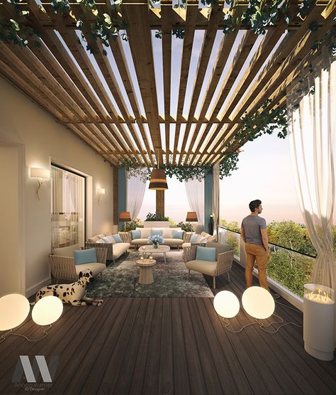 Balcony Area Design Per Patio, Apartment Balcony Garden, Indoor Balcony, Balcony Design Ideas, Balcony Flooring, Modern Balcony, Terrace Garden Design, Terrace Decor, Rooftop Terrace Design