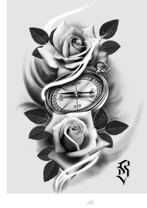 Clock Face Tattoo, Tato Jam, Compass And Map Tattoo, Clock And Rose Tattoo, Tattoo Pieces, Clock Tattoos, Watch Tattoo Design, Celebrities Quotes, Compass Rose Tattoo