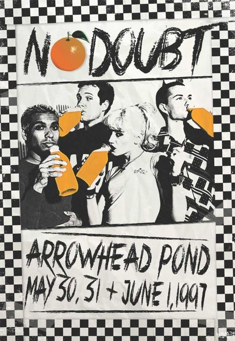 No Doubt Music Concert Poster, Punk Bands Posters, Concert Poster Art, Concert Poster Design, Poster Graphics, Vintage Concert Posters, Music Concert Posters, Rock Band Posters, Punk Poster