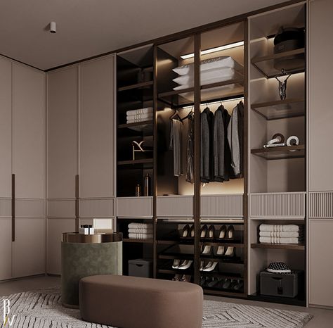 Master Bedroom. :: Behance Walk In Closet Wardrobe Design, L Type Wardrobe Design, Walk In Closet With Doors, Modern Wood Wardrobe, Walk In Wardrobe Ideas Master Bedrooms, Wood Wardrobe Design, Wardrobe Design Bedroom Sliding, Walk In Closet Luxury, Wardrobe Internal