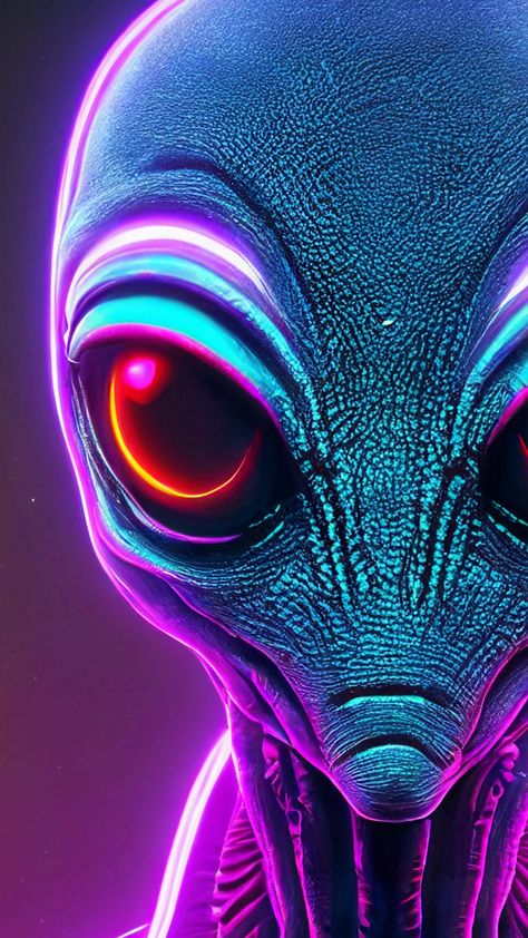 free wallpapers 4K alien, head, neon, art for mobile and desktop Alien Life Forms, Book Costumes, Funny Patches, Alien Head, Glowing Eyes, Neon Wallpaper, Dark Art Drawings, Alien Art, Art Fantasy