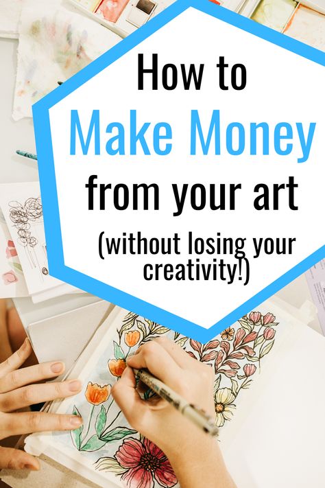 How to Art without Losing Your Artistic Creativity! Work From Home Tips! If you sell your art, it can feel like there is little time to create art or nurture your creativity. Whether you sell art in person or sell art online through Etsy, Shopify, or other e-commerce platform, here are tips for selling art and making money from home with less stress. This art tutorial will help you bring back the creative spark. How To Sell Artwork, Sell Art On Etsy, Selling Art Aesthetic, How To Sell Your Art, How To Make Money As An Artist, How To Start An Art Business, Unique Art Ideas Creativity, Sellable Art, How To Sell Art