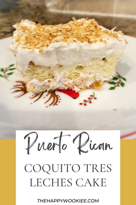 Love Tres Leches cake and want to give it a twist? Never tried it? Either way, this easy Puerto Rican Coquito Tres Leches Cake recipe has a beautiful flavor that will simply melt in your mouth. Give it a try! Coquito Cheesecake Brownies, Coquito Pie Recipe, Different Tres Leches Cake, Puerto Rican Tres Leches Cake, Dominican Cake Recipe How To Make, Tres Leches Coconut Cake, Tres Leches Cake Recipe Puerto Rican, Tres Leches Cake Healthy, Valencia Cake Puerto Rican Recipe