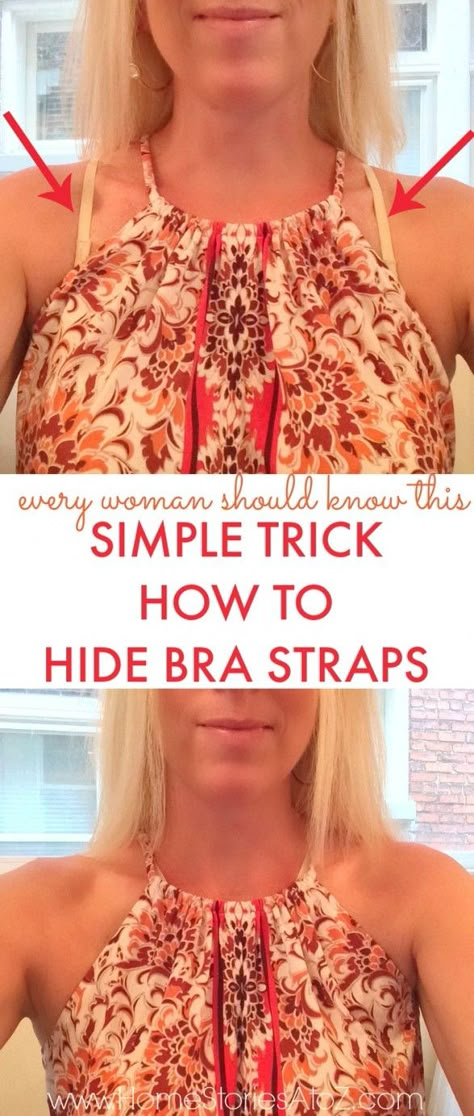 Simple trick how to hide bra straps Bh Hacks, Hide Bra Straps, Mode Tips, Bra Hacks, Good Things To Know, Simple Life Hacks, Clothing Hacks, Bra Straps, Strapless Bra