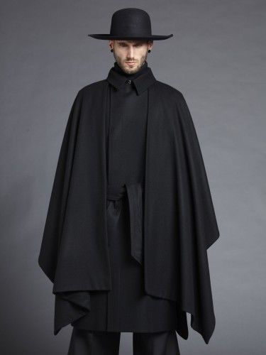 Dior Homme by Kris Van Assche Black Wool Cape FW11 Sz 44 Rick Owens   eBay Mens Cape, Cape Fashion, Peacoats, Jackets Winter, Wool Cape, Neue Outfits, Winter Coats, Dark Fashion, Inspiration Mode